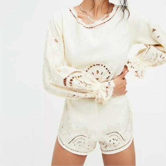 Free People Palmas Embroidered Size XL Romper - Picture 1 of 14